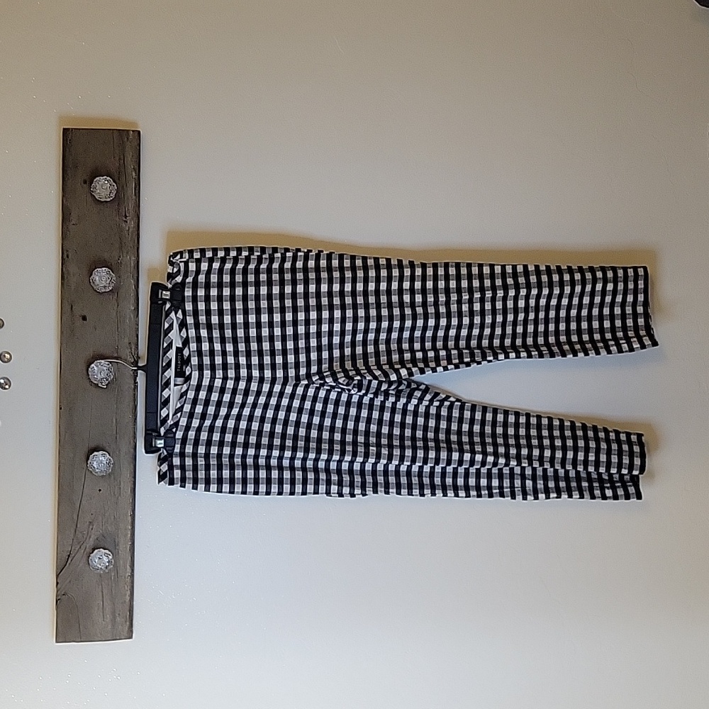 Talbots Gingham Bkack and White High Rise Carpis SZ 12